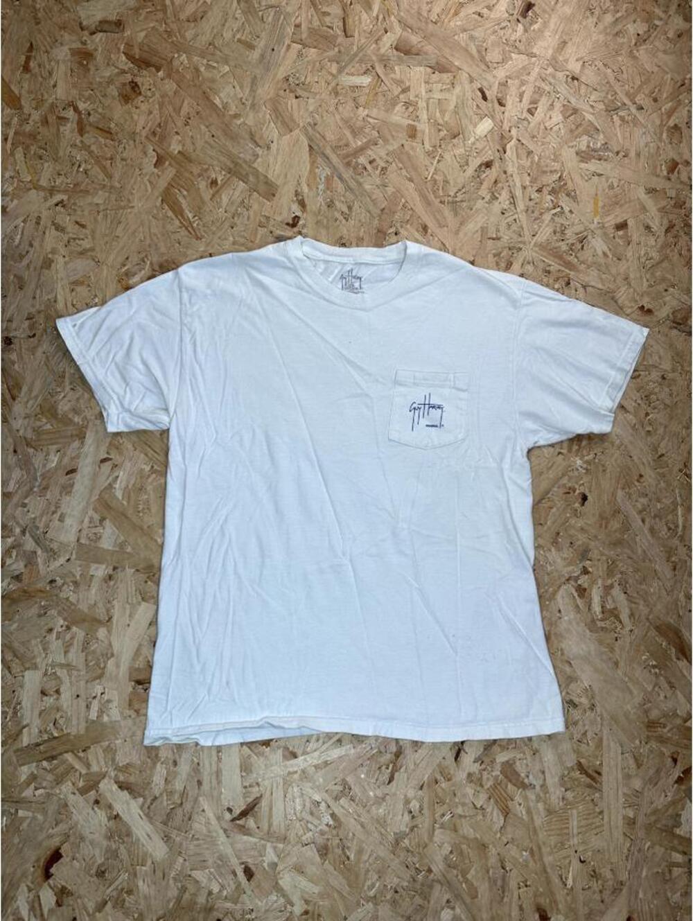 Guy Harvey Pirate Skull Sharks T Shirt Mens Large White Pocket Graphic Tee